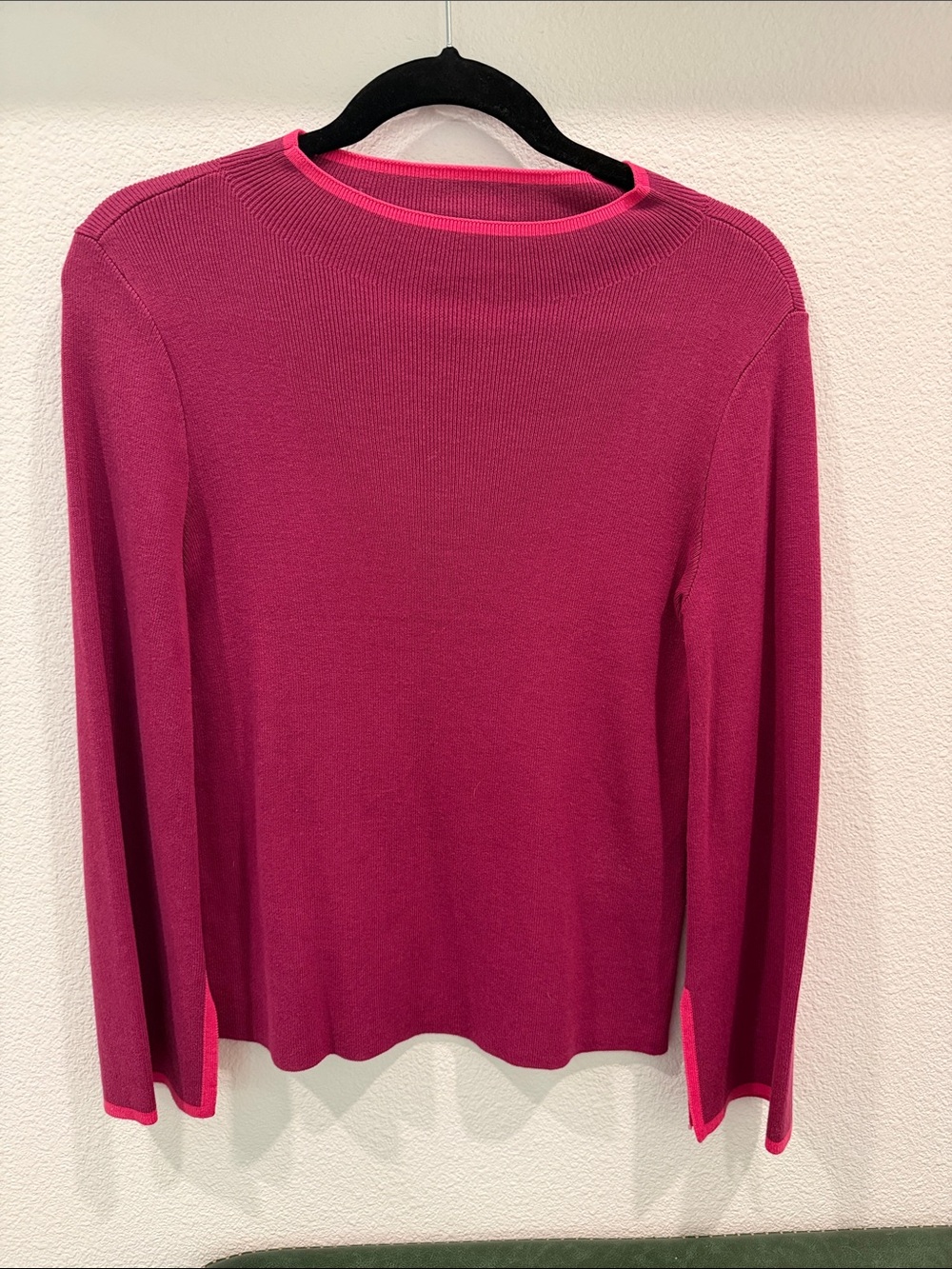 Halogen Fuchsia Crewneck Long-Sleeve Top